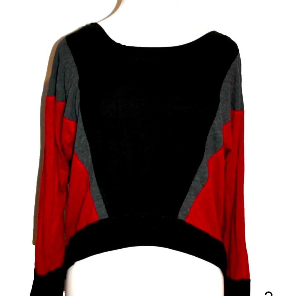 KARMA Wide Neck Cropped Sweater Shirt Top Oversized
